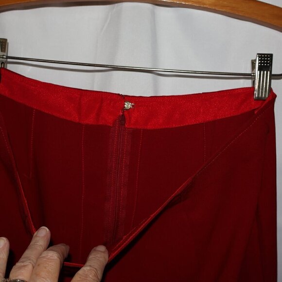 Unbranded Lined Polyester Skirt Kick Pleat Side Zip Hidden Cranberry - Picture 10 of 11